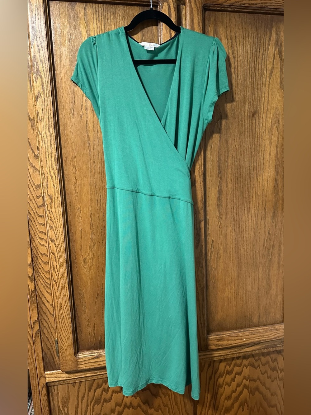 Boden Spring Green V-Neck Wrap Knee Length Dress Sz 12L - Picture 2 of 10